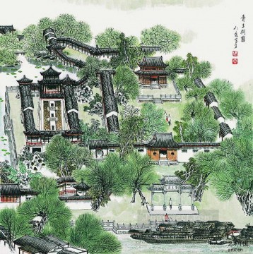  wall Oil Painting - Cao renrong Suzhou Park walls old Chinese